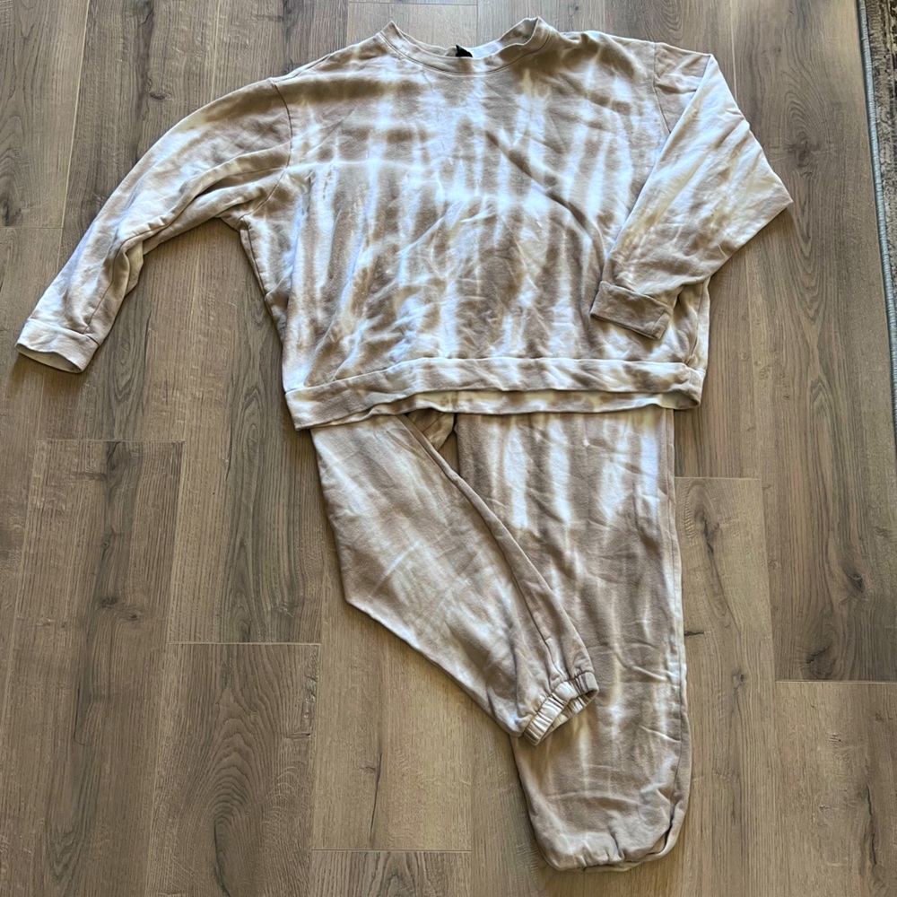 Women’s Sweat Pants and Swearshirt Brown/White Cotton